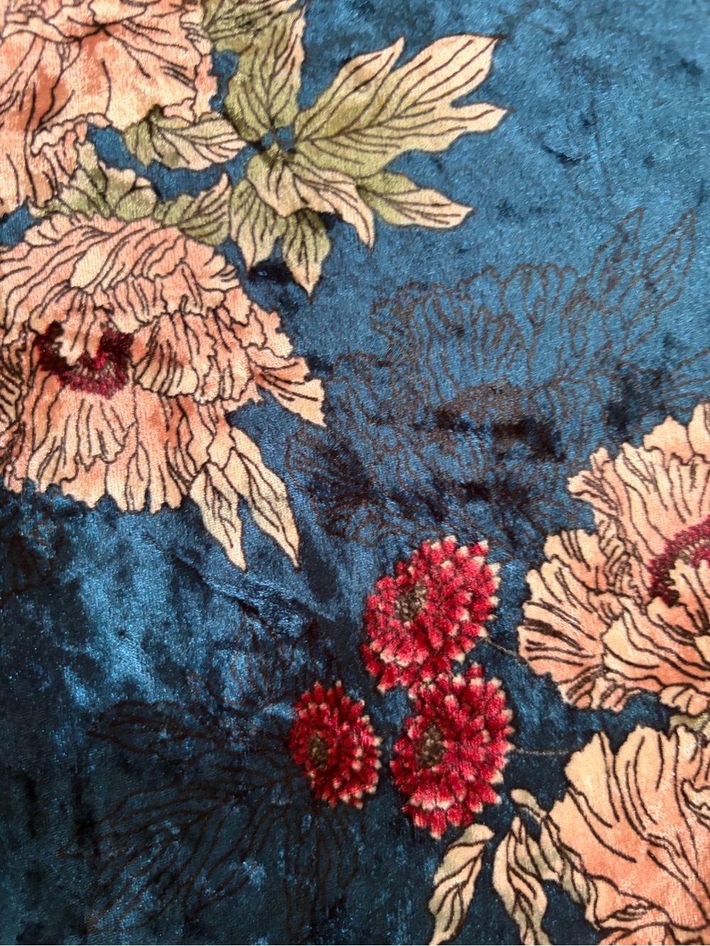 Forever 21 crushed velvet kimono robe oversized small jewel tone EUC floral - Picture 4 of 7